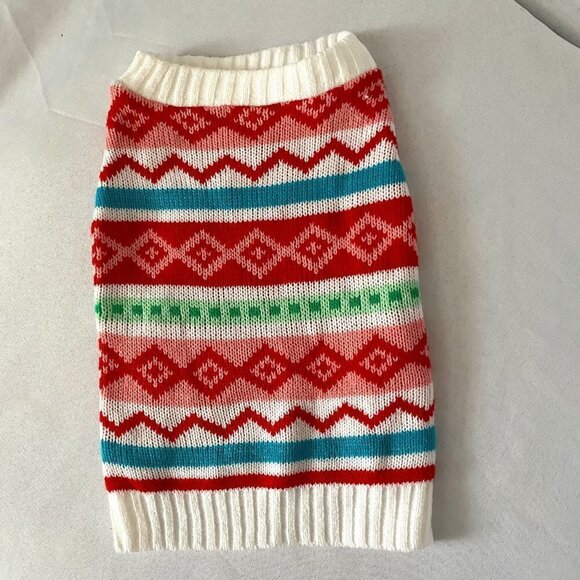 Pet Dog Cat Warm Cozy Multi Color Knit Sweater Size S - Picture 1 of 12